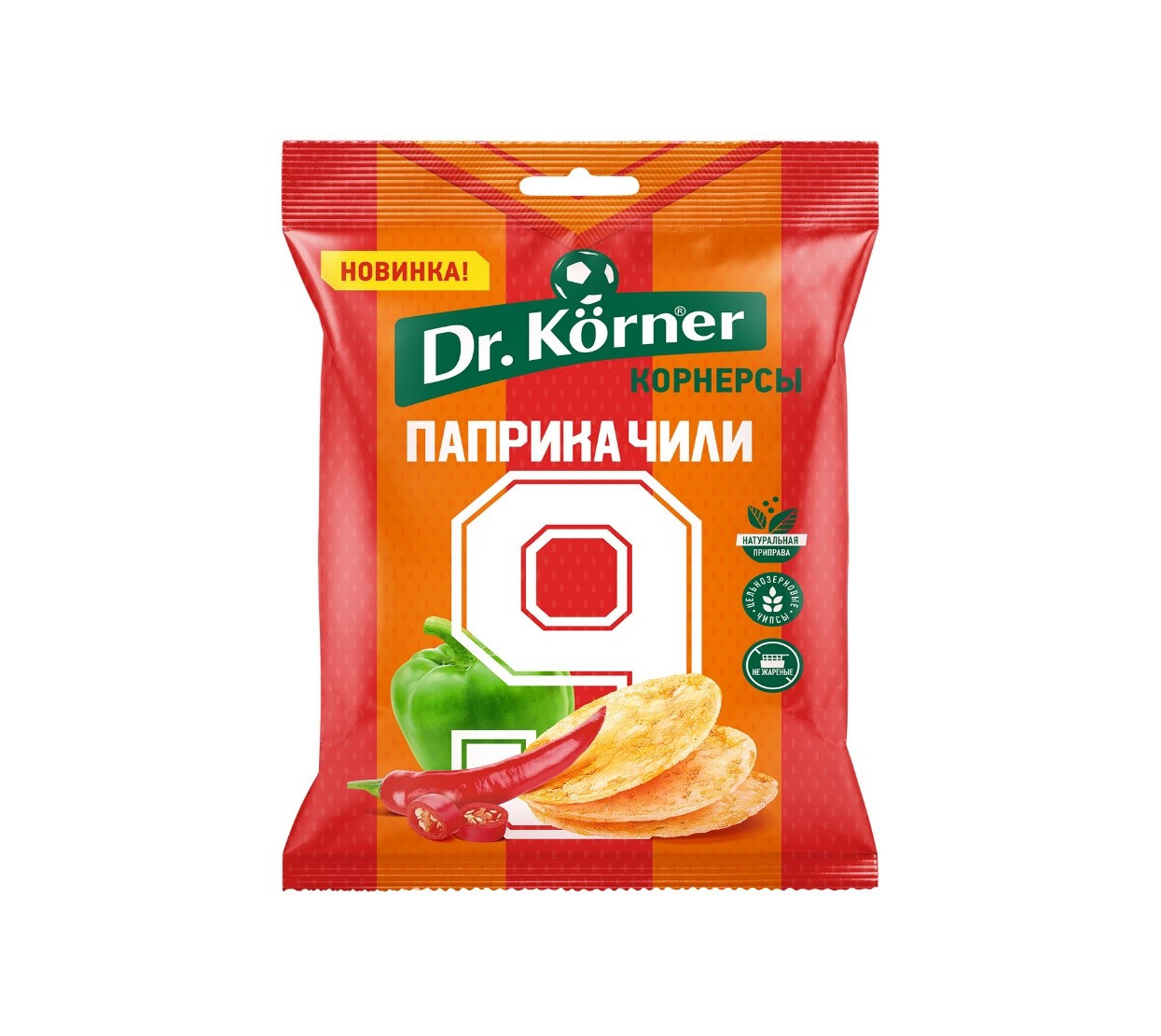 Чипсы Dr.Korner цельнозерновые кукурузно-рисовые с паприкой и чили