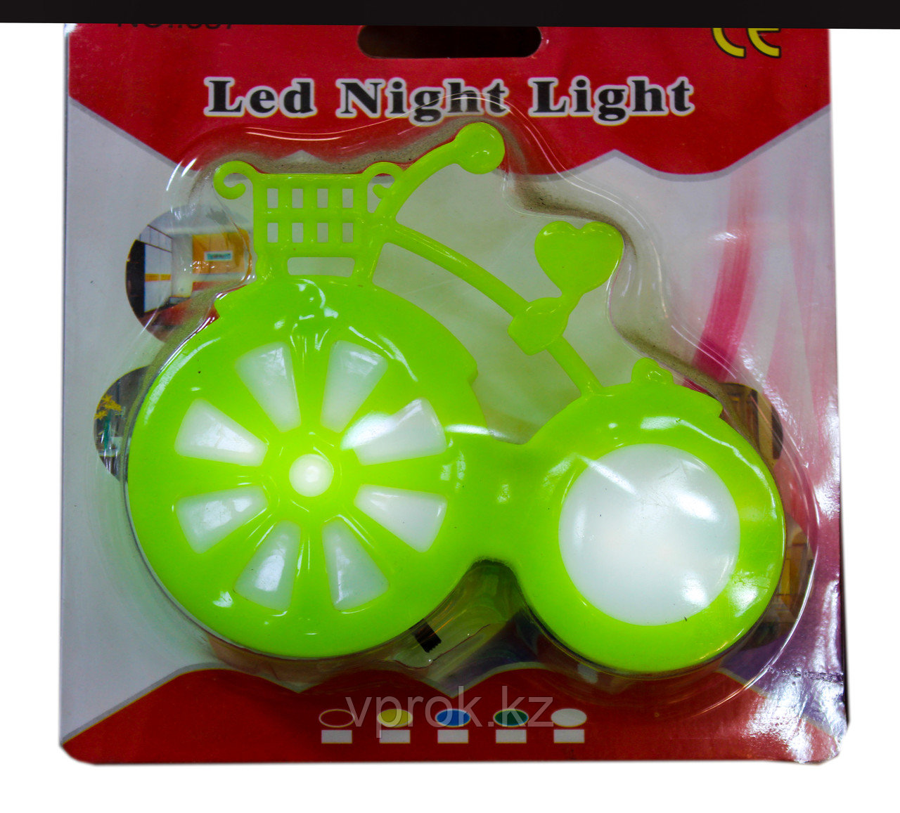LED ночник в розетку "Велосипед", зеленый - фото 1 - id-p56285837