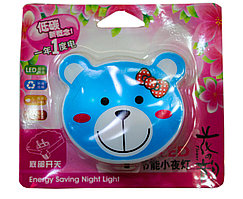 LED ночник в розетку "Мишка", синий