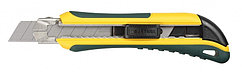 Нож KRAFTOOL с сегмент. лезвием, 2-х комп., усилен, автофиксация, кассета с 6 лезвиями, допфиксатор, 18 мм