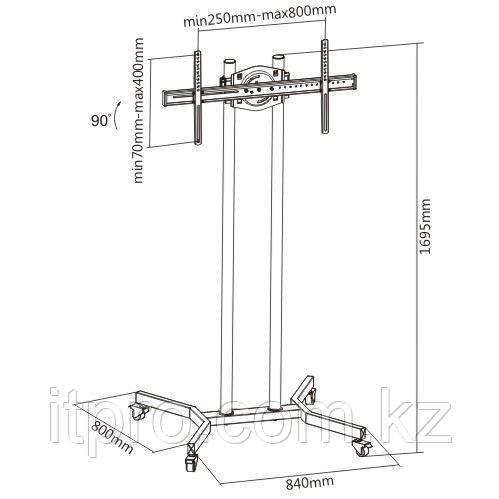 Стойка мобильная Brateck T1017, до 40кг