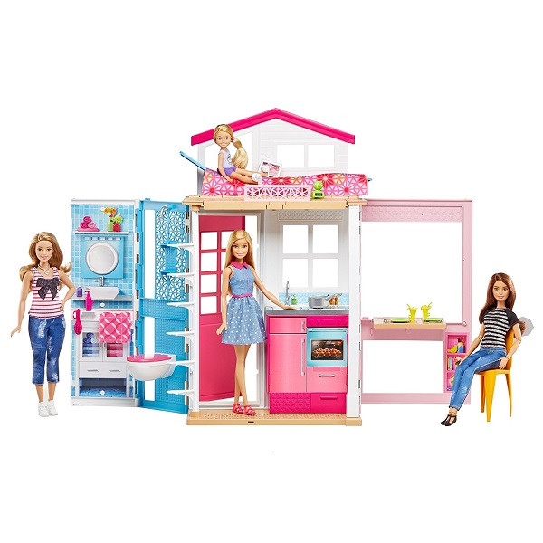 Barbie Игровой набор "Двухэтажный дом" с куколкой Барби