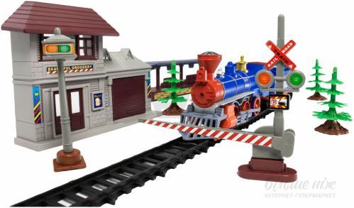 Игрушечная железная дорога - Паровоз 3 ваг.,деревья,станция, ВОХ Familial Train Western ChooChoo