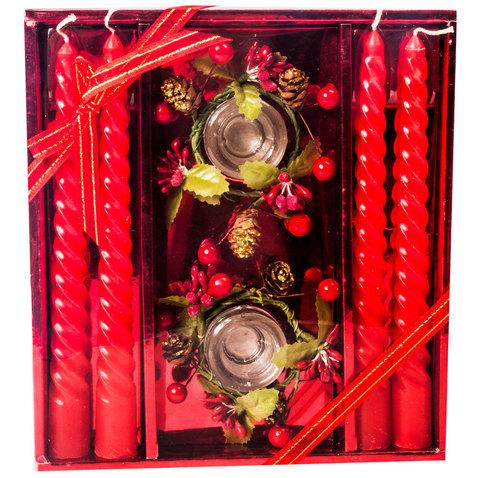 Набор новогодний сувенирный со свечками «Изящное торжество» (Красный)