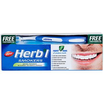 Зубная паста Dabur Herbl 150гр +зубная щетка, для курящих .