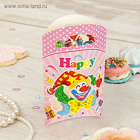 Пакет подарочный 14*24 см "Клоун" со свечой, розовый цвет (набор 6 шт)