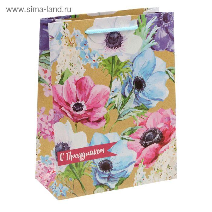 Пакет крафтовый вертикальный «Летние цветы», MS 18 × 23 × 8 см