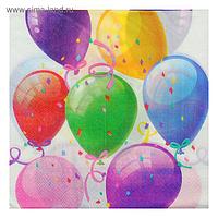 Салфетки бумажные "Воздушные шары, серпантин", набор 20 шт., 33 × 33 см