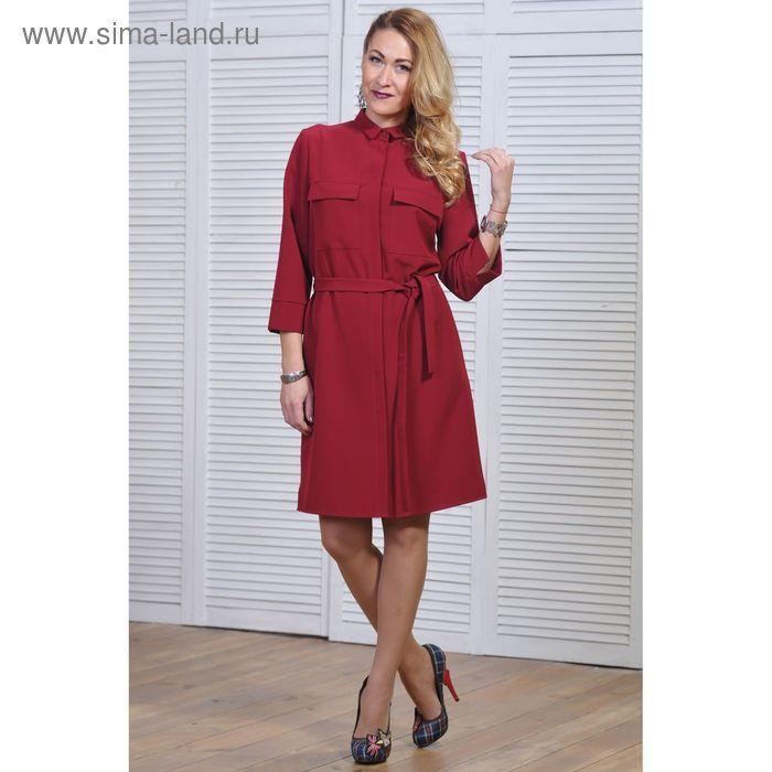 Платье-рубашка женское, размер 44, рост 164 см, цвет красный