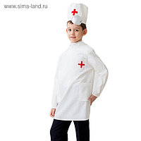 Карнавальный костюм "Доктор", шапка с инструментом, халат, 5-7 лет, рост 122-134 см