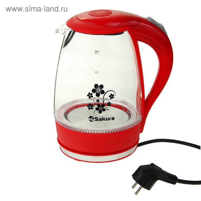 Чайник электрический Sakura SA-2710R, 1850-2200 Вт, 1.7 л, подсветка, красный