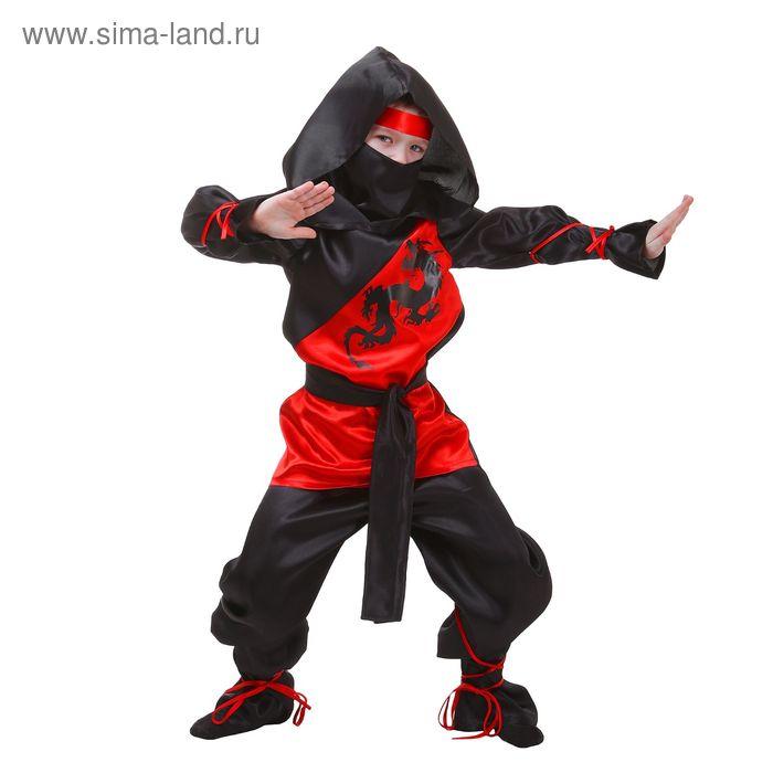 Карнавальный костюм "Ниндзя", р-р 30, рост 116 см, цвет чёрно-красный
