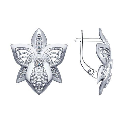 Серьги из серебра с фианитом SOKOLOV 94022424