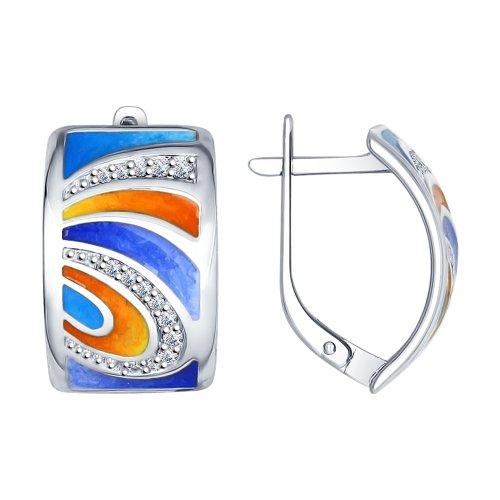 Серьги из серебра с фианитом и эмалью SOKOLOV 94022372