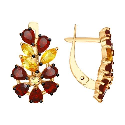 Серьги из серебра с цитрином и гранатом SOKOLOV 92021555