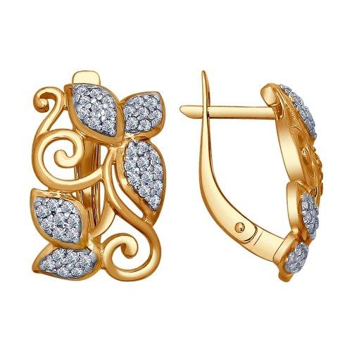 Серьги из золочёного серебра с фианитами SOKOLOV 93020786