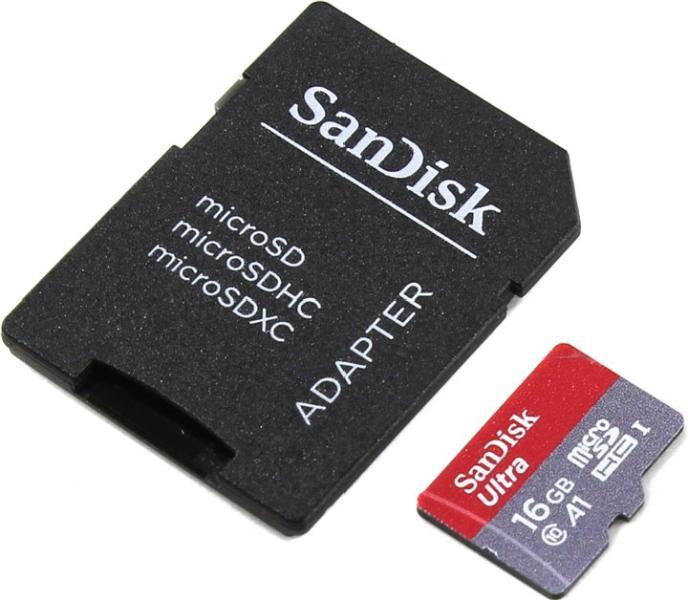 Карта памяти SANDISK ULTRA microSDHC 16GB + SD Adapter - фото 2 - id-p56376023