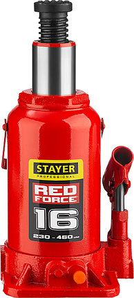 Домкрат гидравлический бутылочный "RED FORCE", 16т, 230-460 мм, STAYER, фото 2