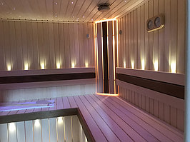 Финская сауна "ЗВЕЗДНОЕ НЕБО" (с парообразователем). Размер = 2,4 х 2,5 х 2,2 м. г. Капчагай, зона отдыха "Мarine Club". 2