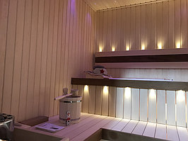 Финская сауна "ЗВЕЗДНОЕ НЕБО" (с парообразователем). Размер = 2,4 х 2,5 х 2,2 м. г. Капчагай, зона отдыха "Мarine Club". 4