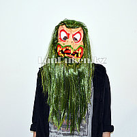 Латексная маска на хэллоуин зеленый демон 020