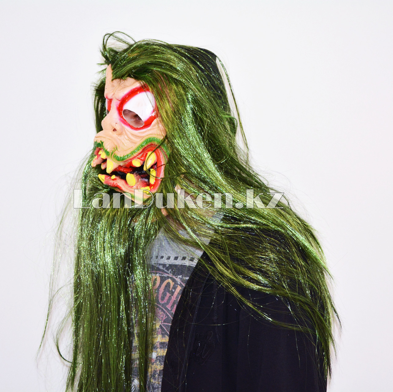 Латексная маска на хэллоуин зеленый демон 020 - фото 2 - id-p56301650