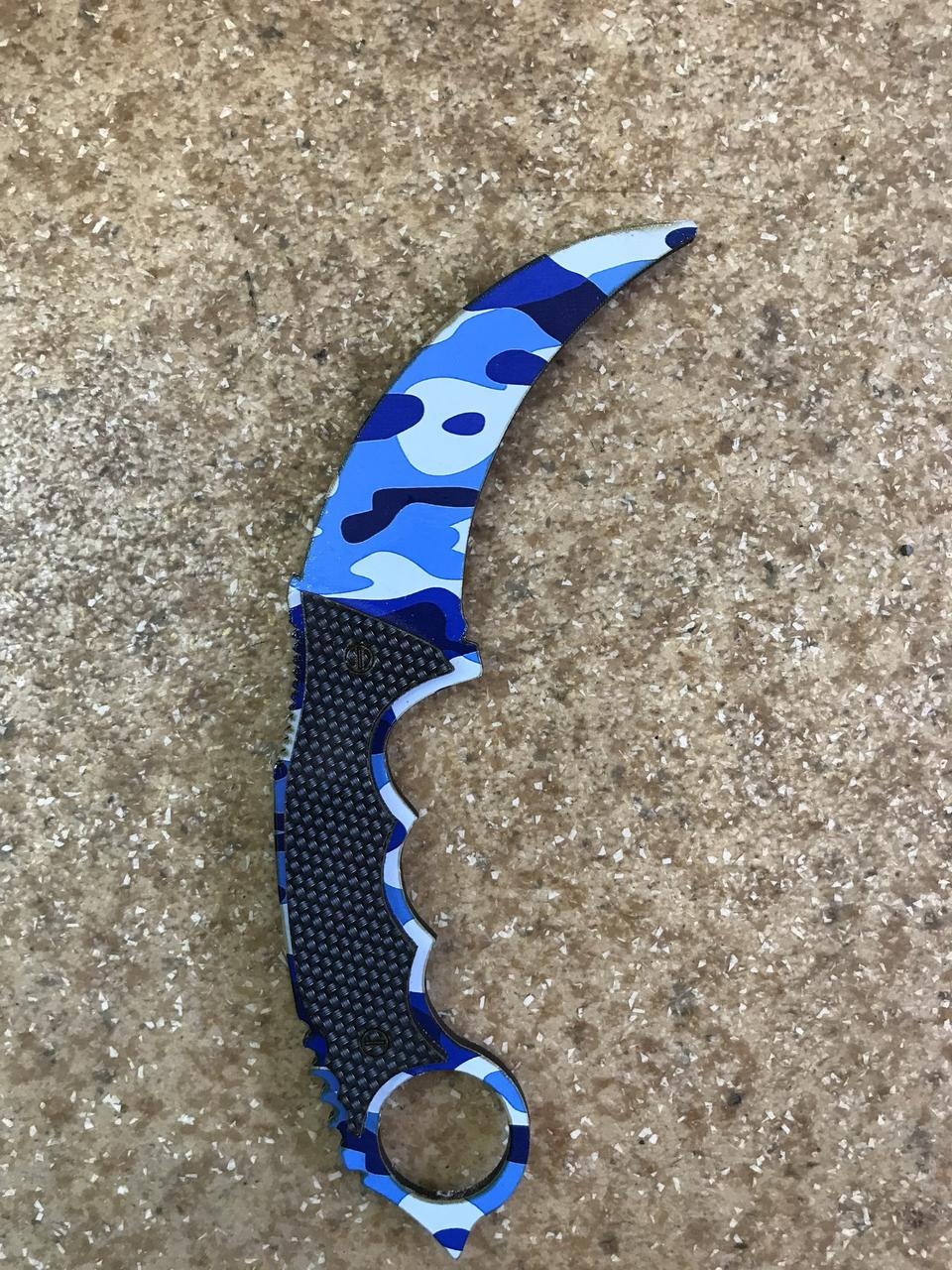 Деревянный Нож CS-GO Керамбит синий - Синий камуфляж (20 см.)
