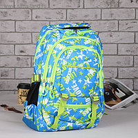 Рюкзак школьный, отдел на молнии, 3 наружных кармана, 2 боковые сетки, цвет голубой