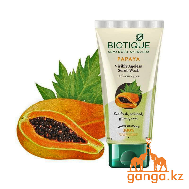 Омолаживающий Гель-Скраб для умывания Био Папайа (Bio Papaya Ageless Scrub Wash BIOTIQUE), 100мл.