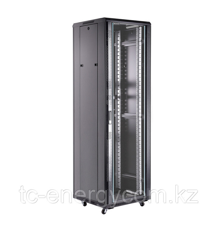 Toten AS6842.8101 Шкаф телекоммуникационный 19" 42U,600*800*2055 черный (стекло, блок вентиляторов)