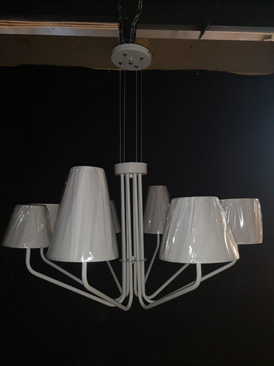 Люстра в стиле Лофт на 8 ламп белая с абажурами - фото 5 - id-p56449388