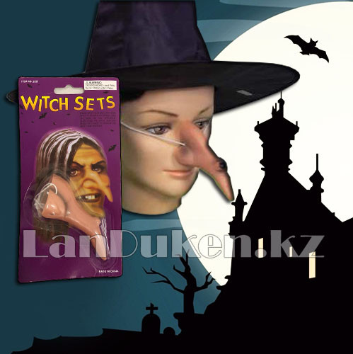 Накладной нос ведьмы с бородавкой, аксессуар для Хэллоуин Witch sets No.:2021, фото 1