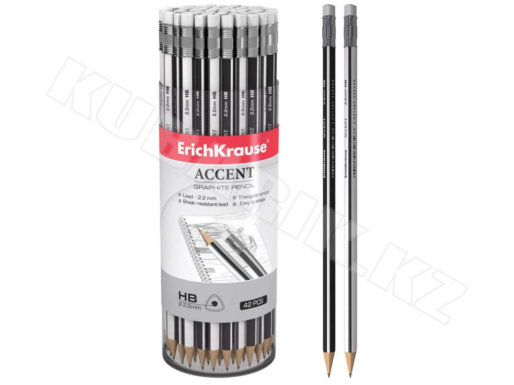 Карандаш ERICH KRAUSE "ACCENT" HB, с ластиком