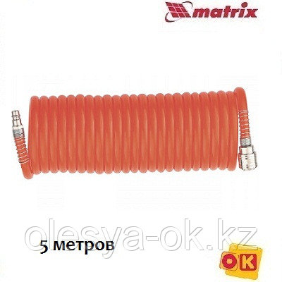 Шланг спиральный воздушный, 5 м, с быстросъемными соединениями// MATRIX - фото 1 - id-p42205614