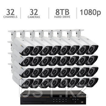 Q-See 32 Channel IP NVR with 8TB HDD, 32 4MP Cameras with 100' Night Vision