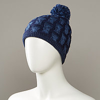 Crazy Textured Knit Hat With Pom