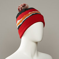 Doppio Printed Hat With Pom