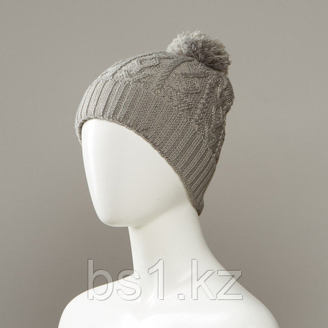 Cloudy Textured Cuff Knit Hat With Pom
