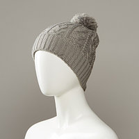 Cloudy Textured Cuff Knit Hat With Pom