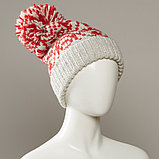 Stamp Cuff Slouch Jacquard Hat With Large Pom, фото 2