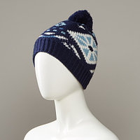 Biso Jacquard Knit Hat With Pom