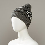 Biso Jacquard Knit Hat With Pom, фото 3