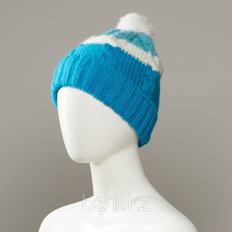Boho Texture Knit Hat With Large Pom - фото 1 - id-p56508573