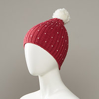 Cavern Speckled Textured Knit Hat With Pom