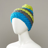 Holiday Stripe Textured Knit Hat With Pom