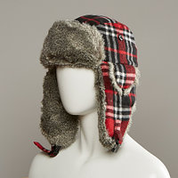 Muscle Plaid Trapper Hat With Faux Fur Lining