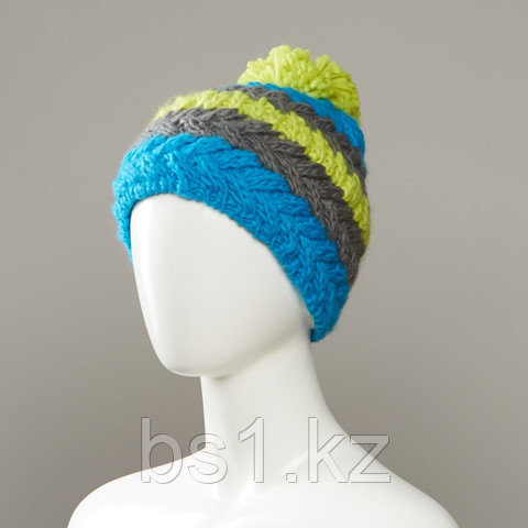 Holiday Stripe Textured Knit Hat With Pom