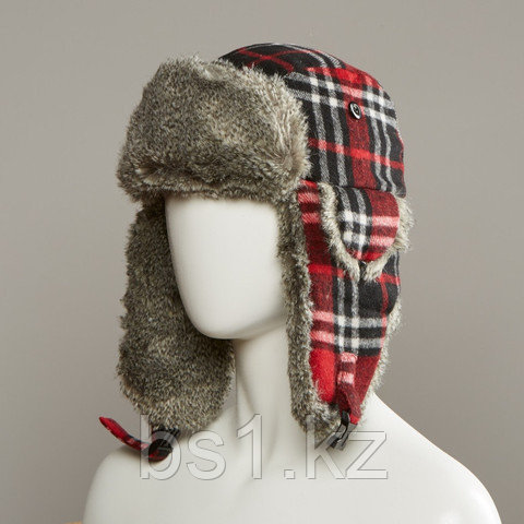 Muscle Plaid Trapper Hat With Faux Fur Lining