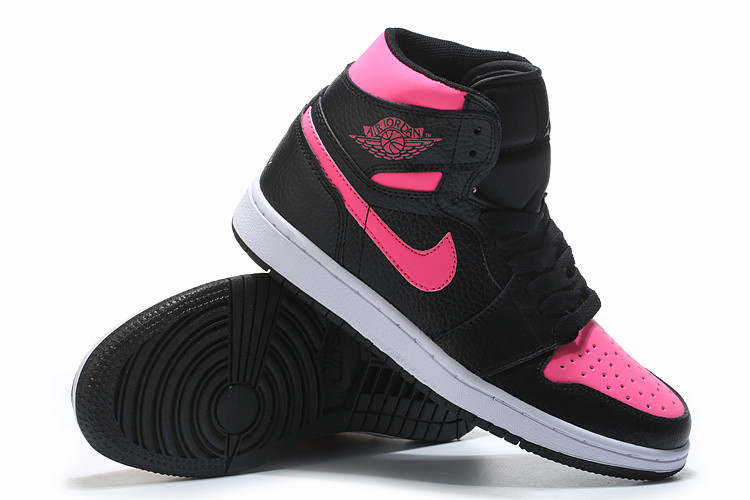 Кожаные кроссовки Air Jordan 1 Retro "Black/Pink" (36-40) - фото 4 - id-p56516854
