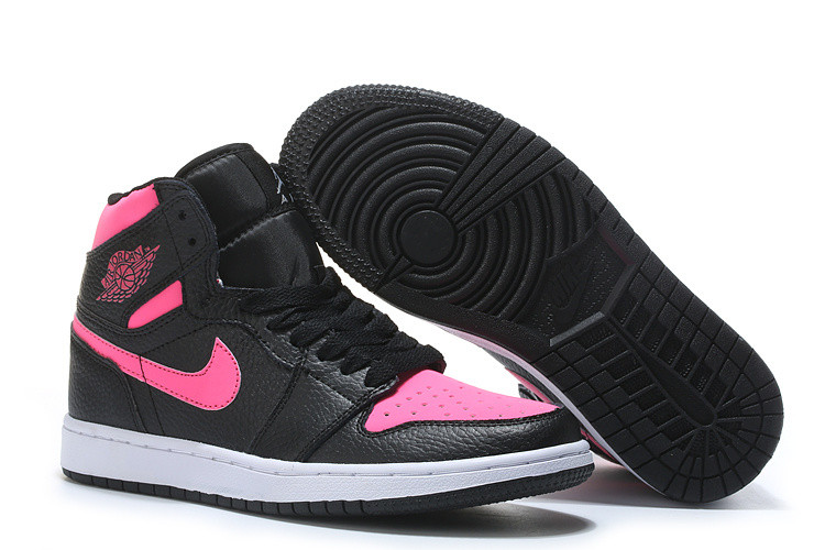 Кожаные кроссовки Air Jordan 1 Retro "Black/Pink" (36-40) - фото 2 - id-p56516854